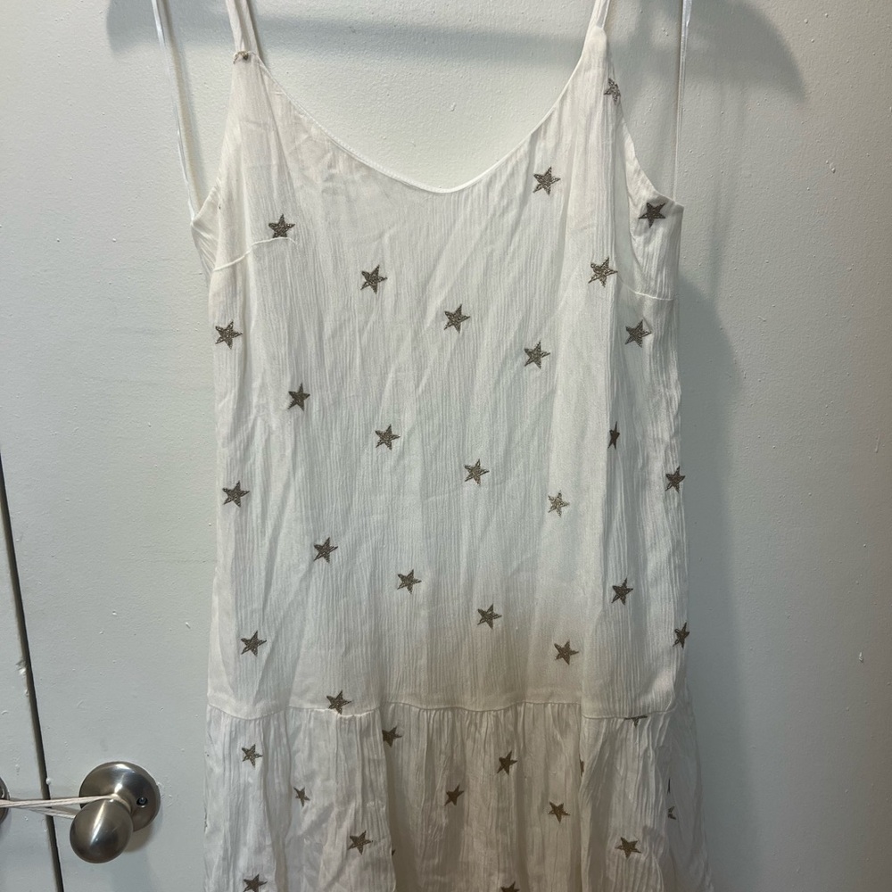 Miami White Dress with Gold Star Details